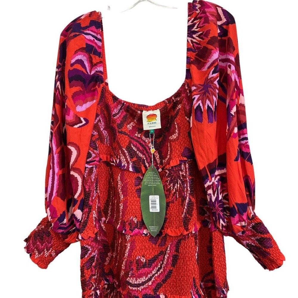 FARM Rio Orange Red Pink Printed Maxi Dress - Picture 8 of 16